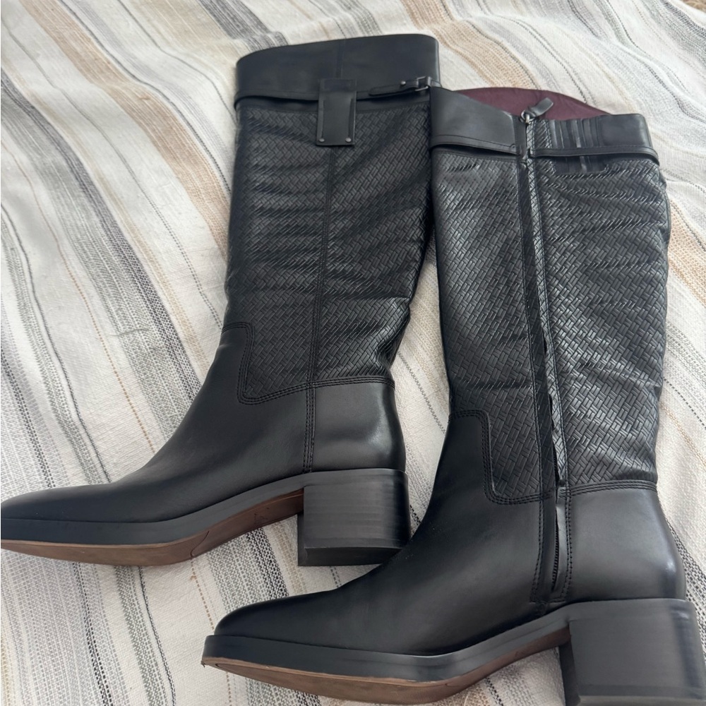 Franco Sarto Textured Black Heeled Boots Perfect condition